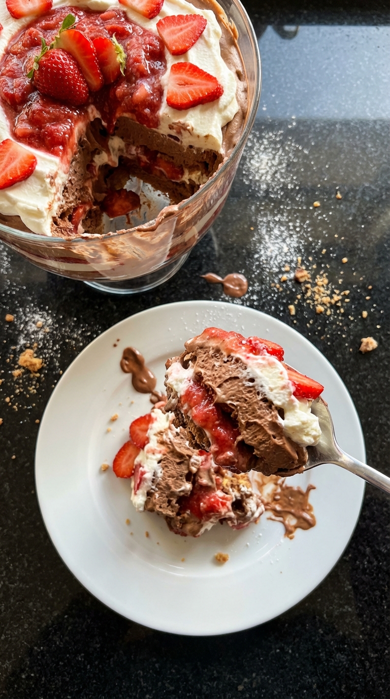 Schoko Erdbeer Trifle Schichten​