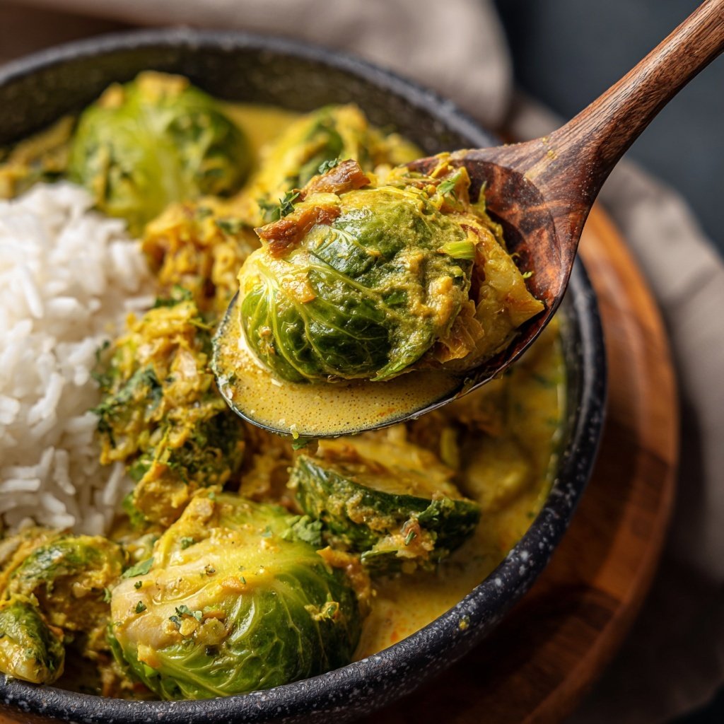 Rosenkohl-Curry mit Kokosmilch und Basmatireis​