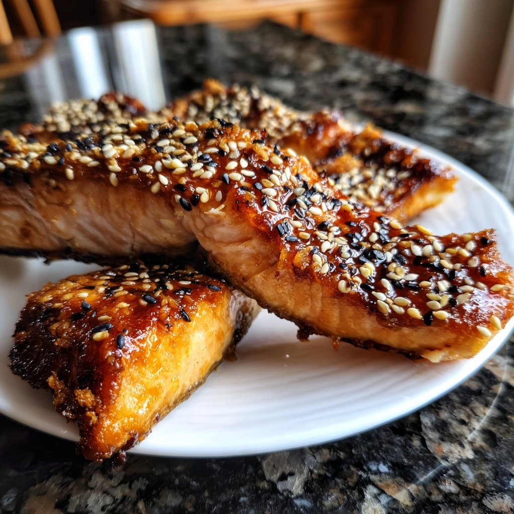 Miso glasierter Lachs mit Sesam