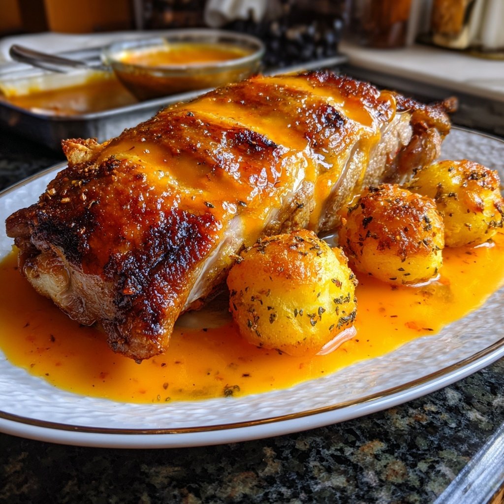 Knusprige Entenbrust mit Orangensauce und Kartoffelknödeln​