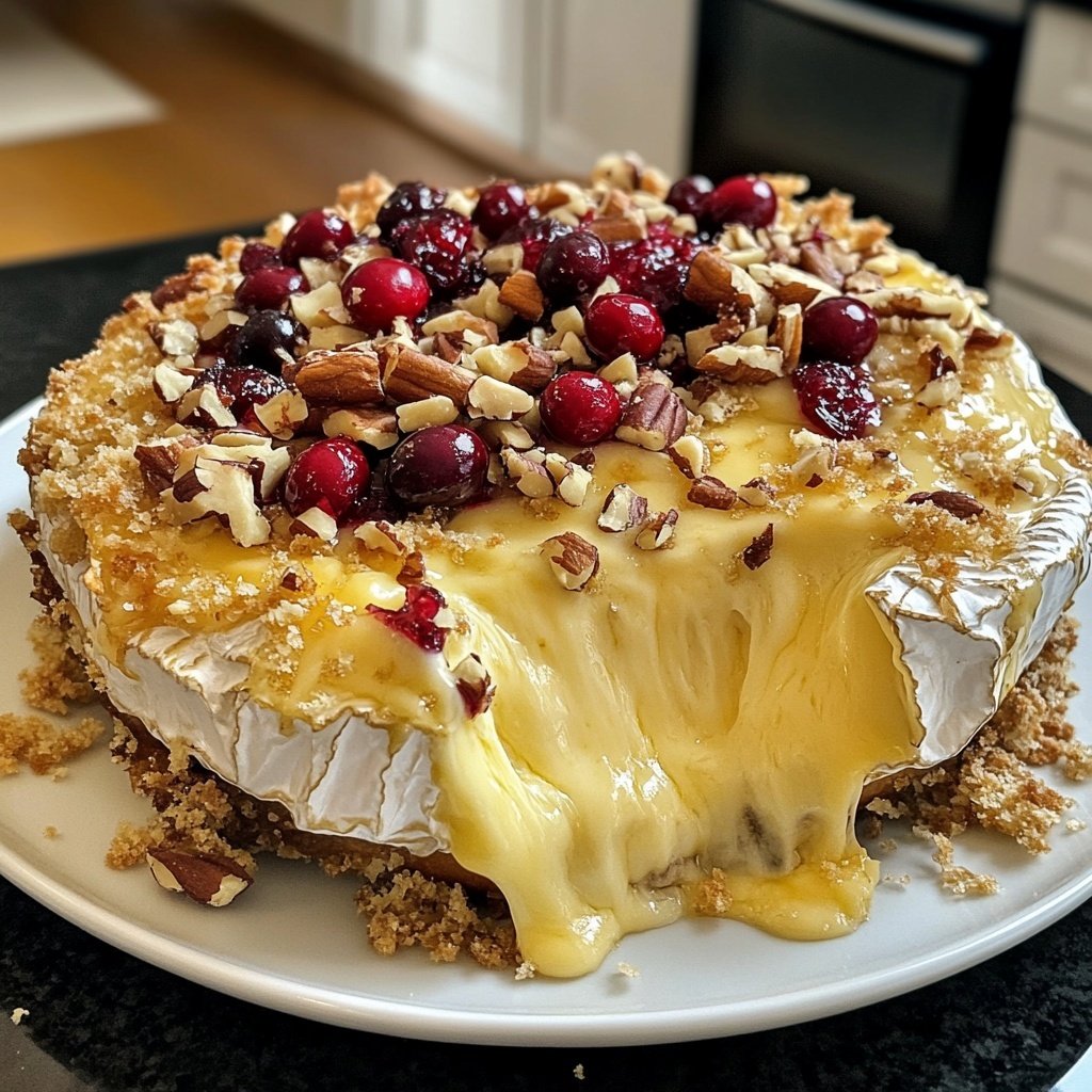 Gebackener Camembert mit Preiselbeeren und Nüssen