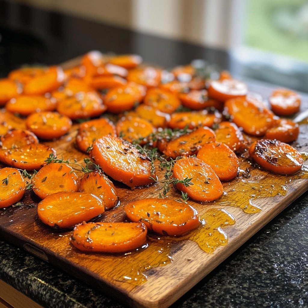 Glasiertes Karotten-Gemüse mit Honig und Thymian