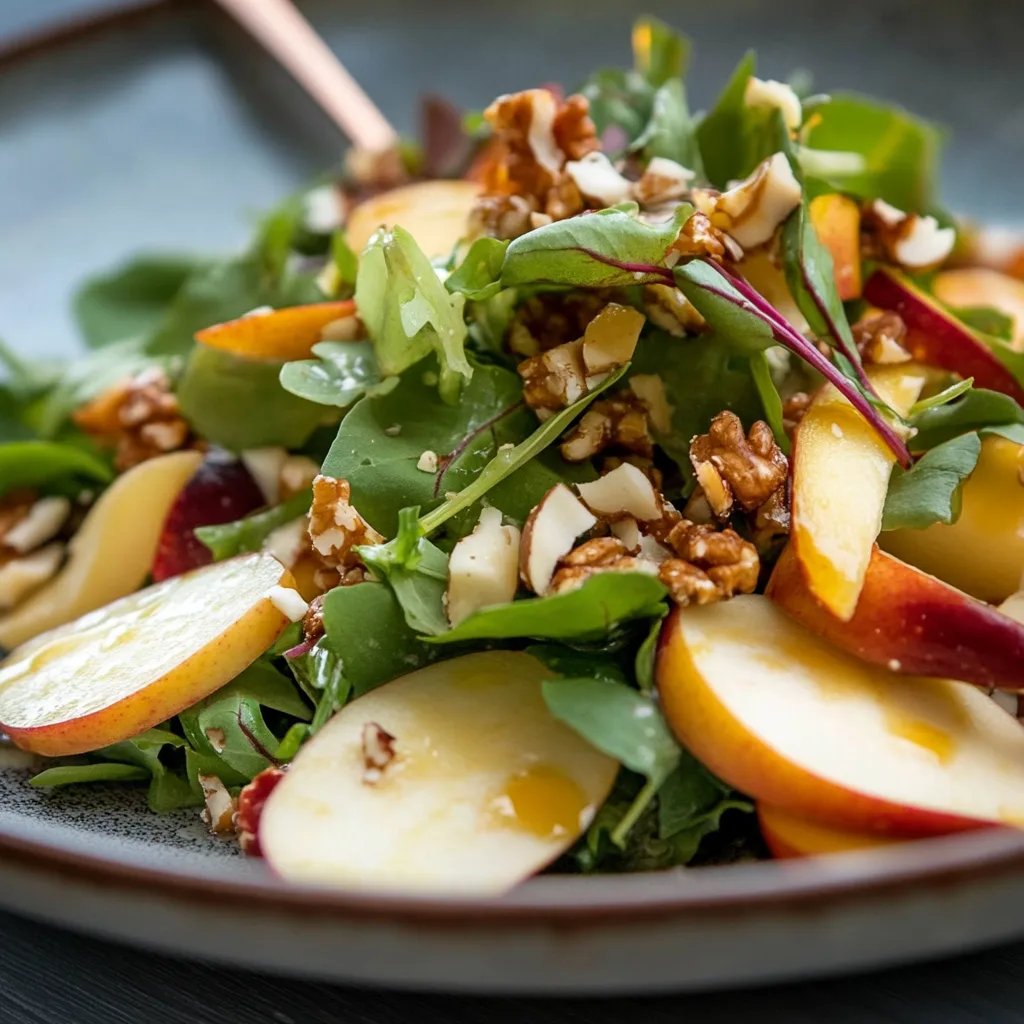 Salat mit Apfel und karamellisierten Walnüssen