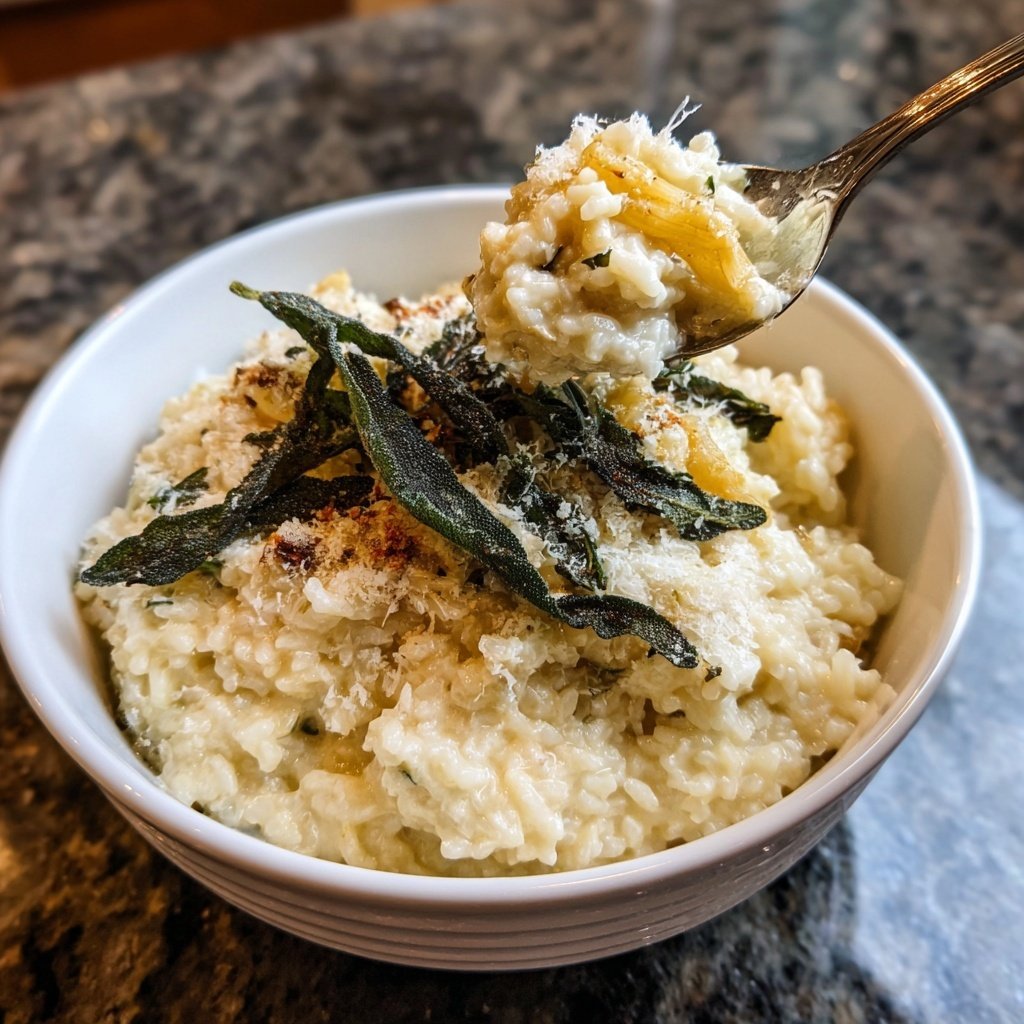 Schwarzwurzel Risotto mit Salbei