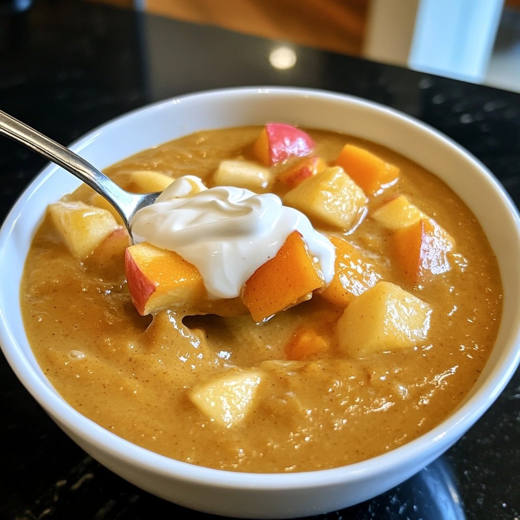 Kürbis-Apfel-Suppe mit Ingwer und Sahne