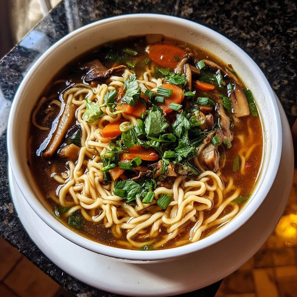 Schnelles Vegetarisches Ramen Pilz Ingwer