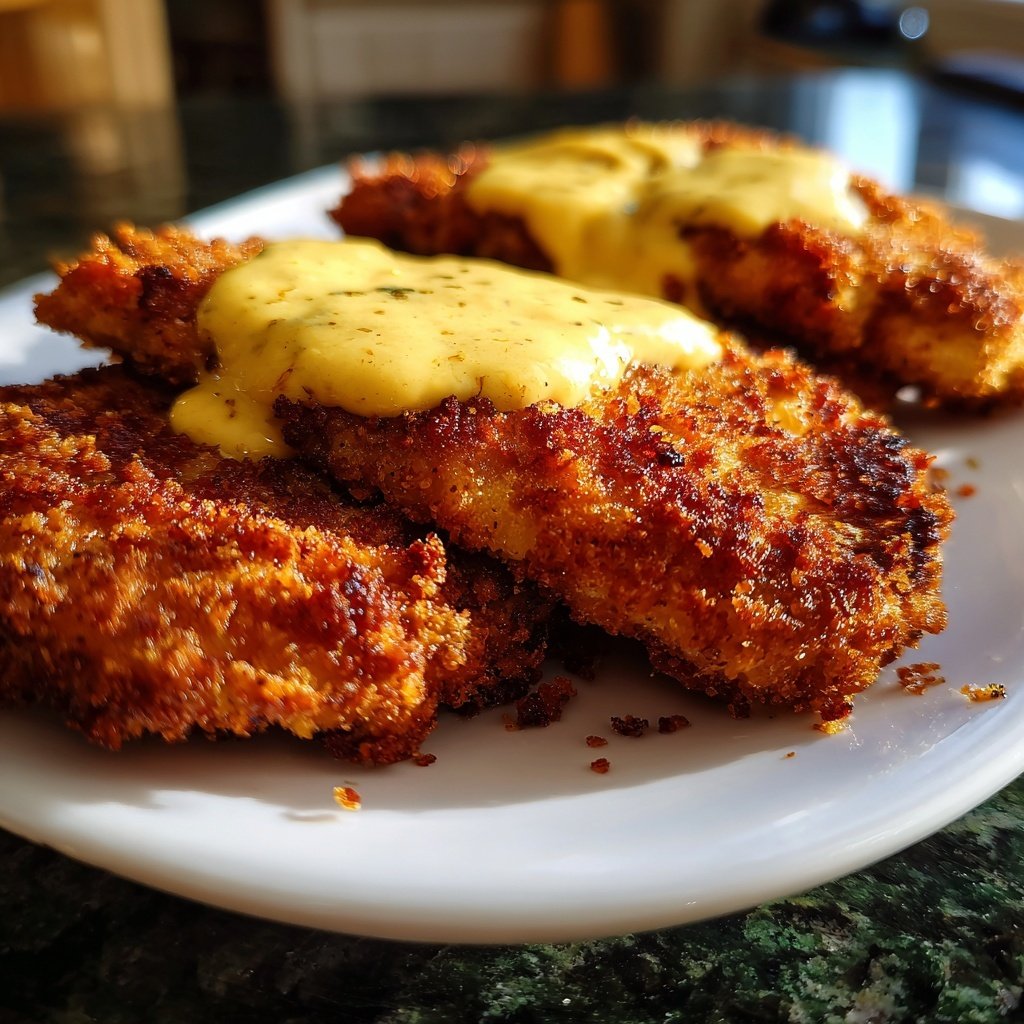 Knusprige Deutsche Schnitzel mit Fondue-Schnitzel-Soße