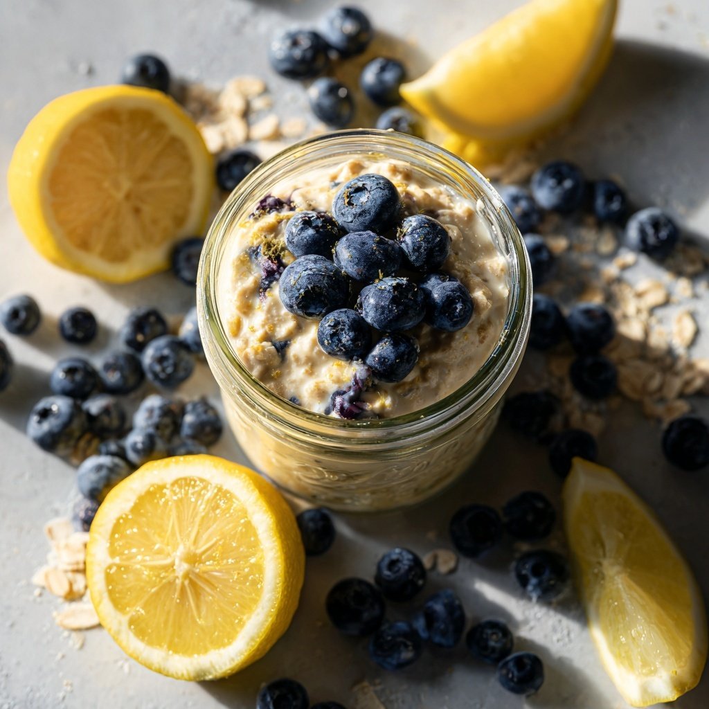 Zitronen-Heidelbeer-Übernacht-Haferflocken