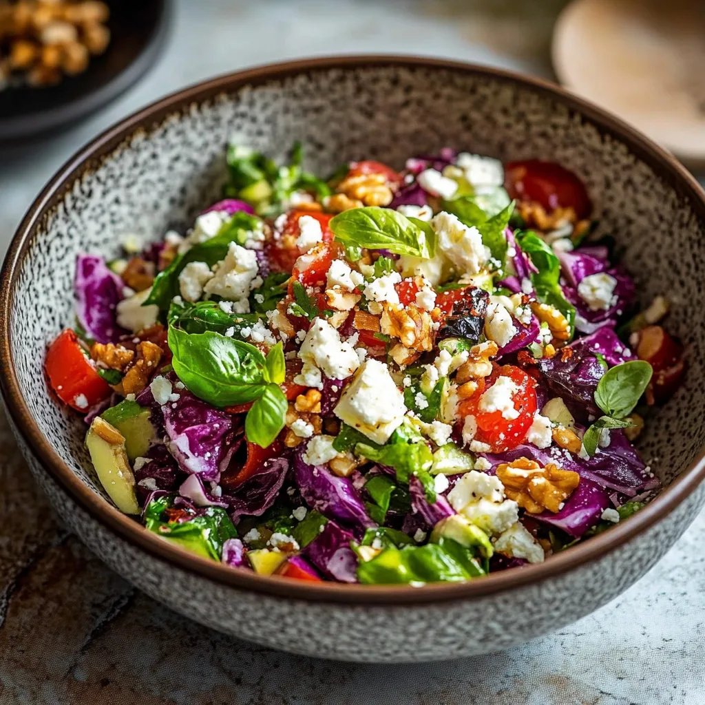 Rotkohlsalat mit Feta und Walnüssen