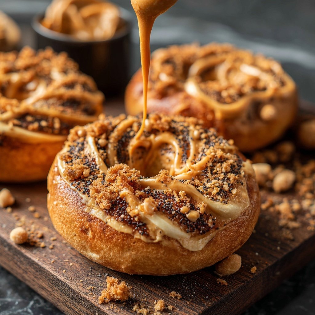 Protein Bagels mit Erdnussbutter Wirbel