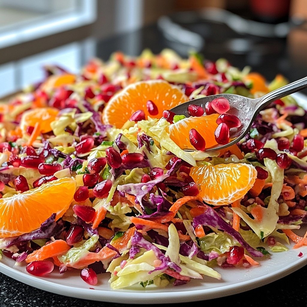 Orangen-Rotkohl-Salat mit Granatapfelkernen