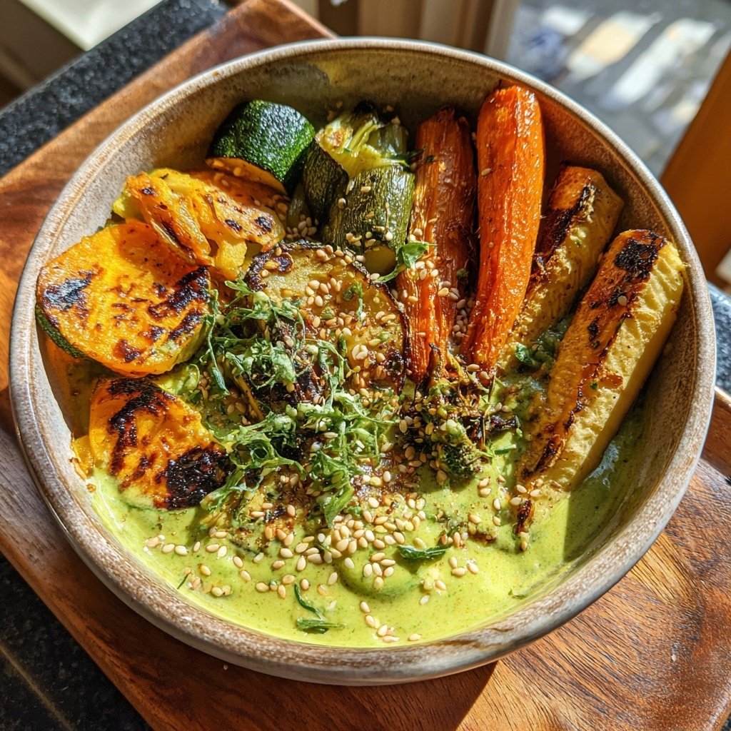 Geröstete Gemüsebowls Grüner Tahini