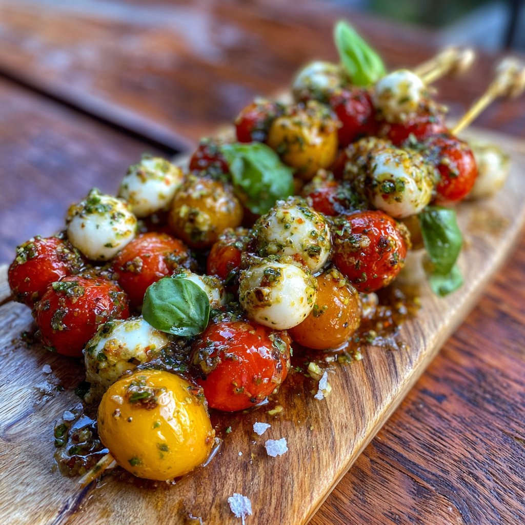 Antipasti Spieße mit italienischem Dressing