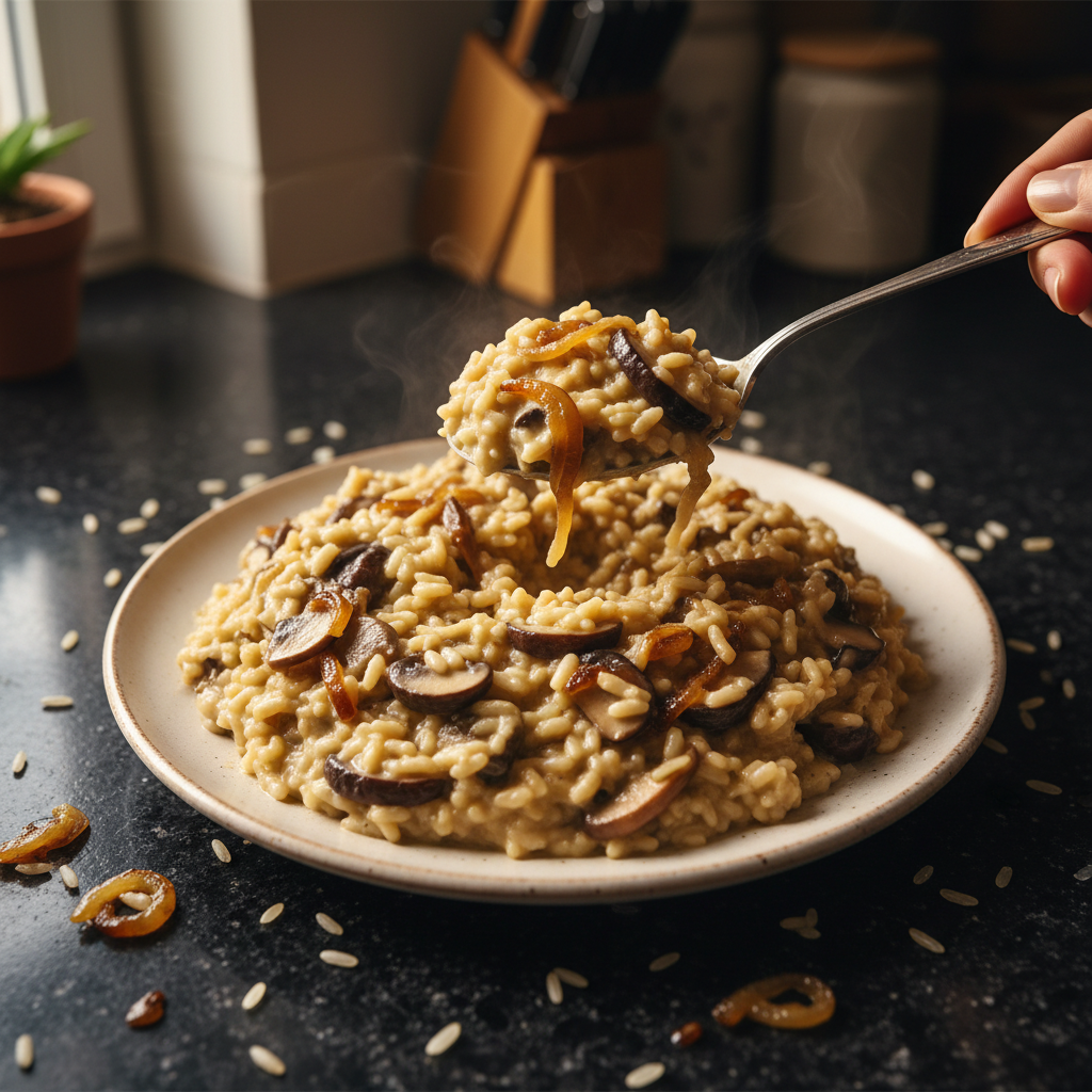 Risotto mit Pilzen und Karamellisierten Zwiebeln