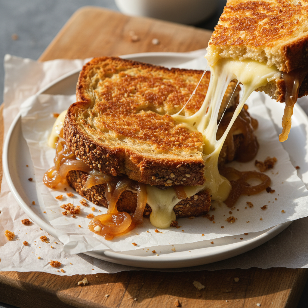 Karamellisierte Zwiebel und Brie Sandwich