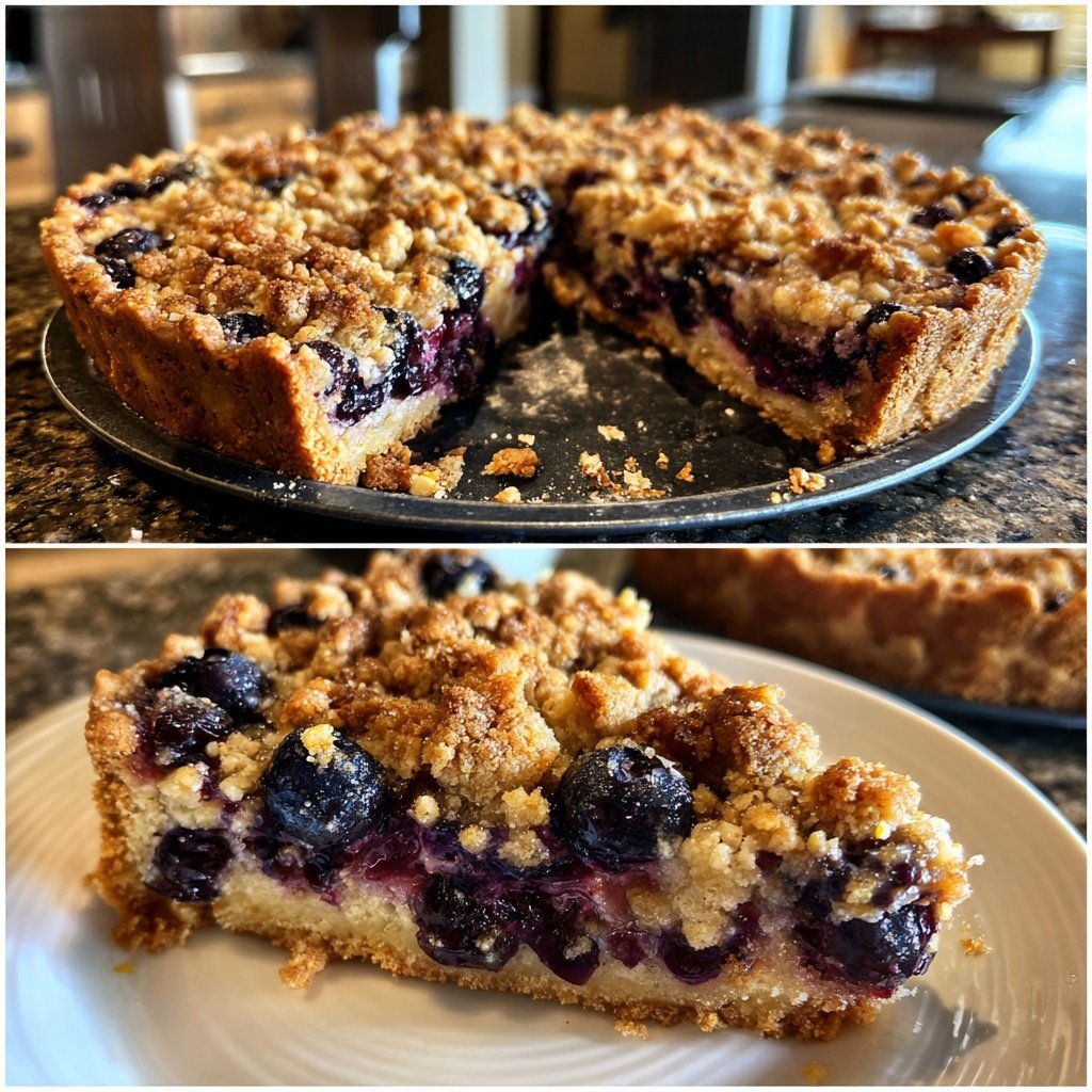 Zitrone Blaubeeren Sauerteig mit Streusel Topping